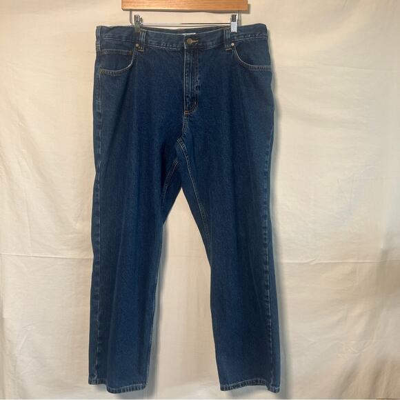 Carhartt Relaxed Fit Jeans Mens 40x34 Denim Dark Wash Ranch Chore Barn Workwear - Picture 1 of 9